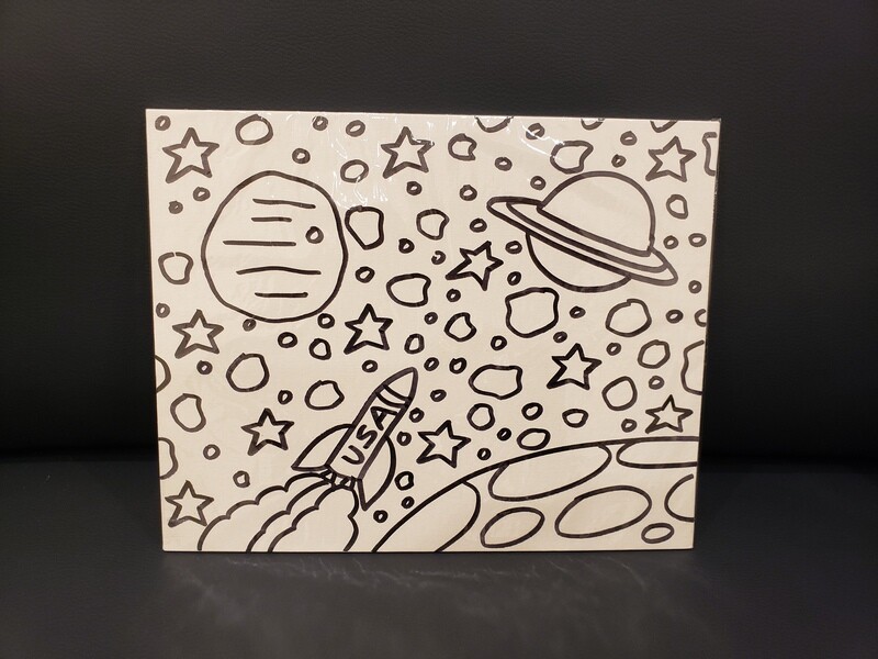 Space Painting Set For Kids - Black &amp; White 8&quot; x 10&quot; Canvas With Paint