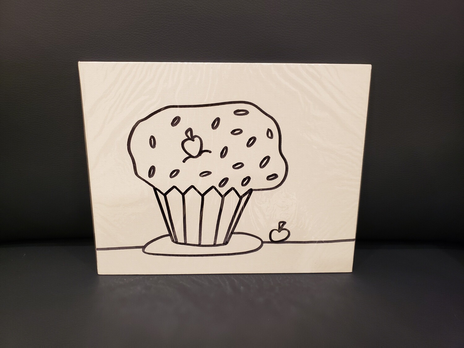 Cupcake Painting Set For Kids - Black &amp; White 8&quot; x 10&quot; Canvas With Paint