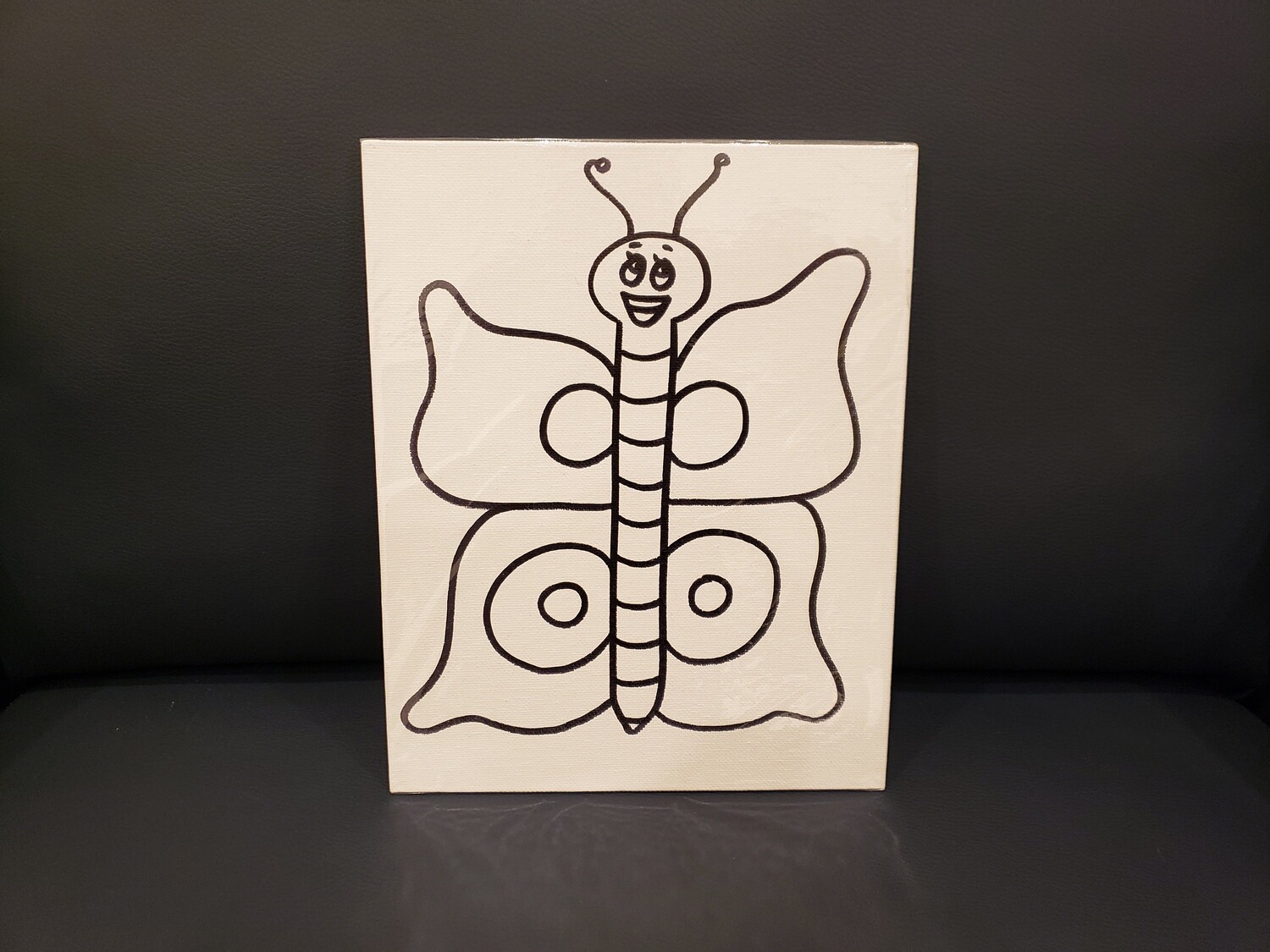 Butterfly Painting Set For Kids - Black &amp; White 8&quot; x 10&quot; Canvas With Paint