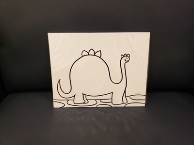 Dinosaur Painting Set For Kids - Black &amp; White 8" x 10" Canvas With Paint