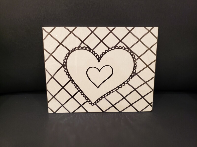 Heart Painting Set For Kids - Black &amp; White 8&quot; x 10&quot; Canvas With Paint