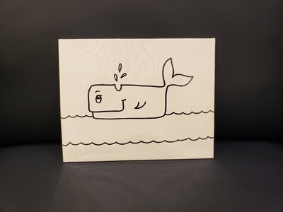 Whale Painting Set For Kids - Black &amp; White 8&quot; x 10&quot; Canvas With Paint