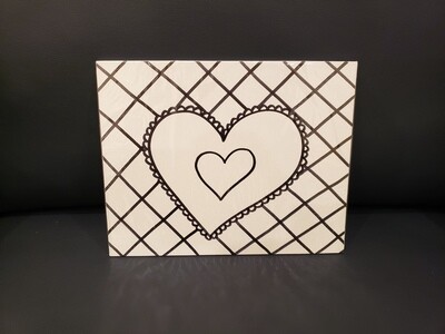 Heart Painting Set Large - Black &amp; White 11&quot; x 14&quot; Canvas With Paint