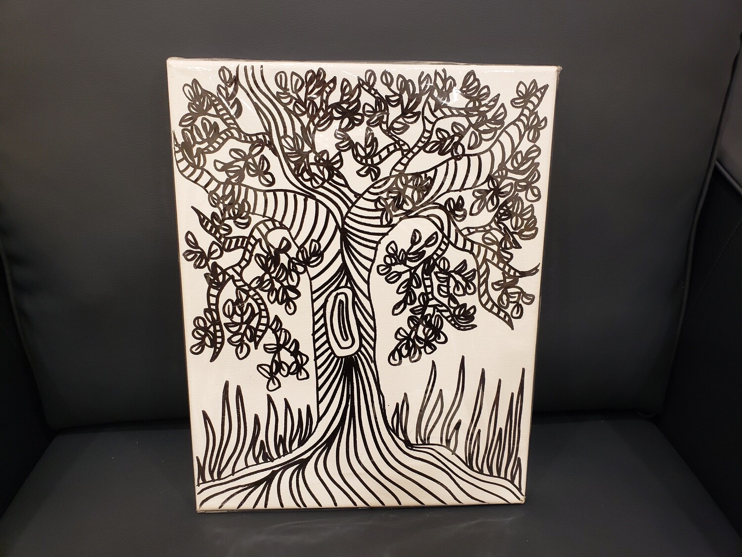 Tree Painting Set Large - Black &amp; White 11&quot; x 14&quot; Canvas With Paint
