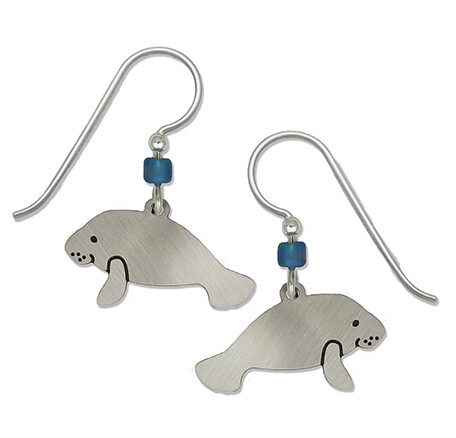 1932 Silver Manatee earrings
