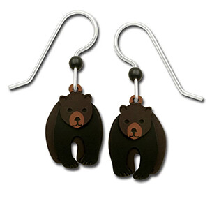 1754 3-pt blk bear earrings