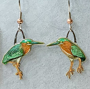 J-134G Green Heron earrings