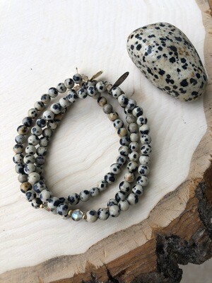Mini Dalmatian Stone Crystal Bracelet