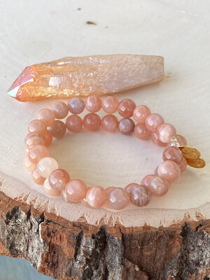  Peach Moonstone Crystal Bracelet