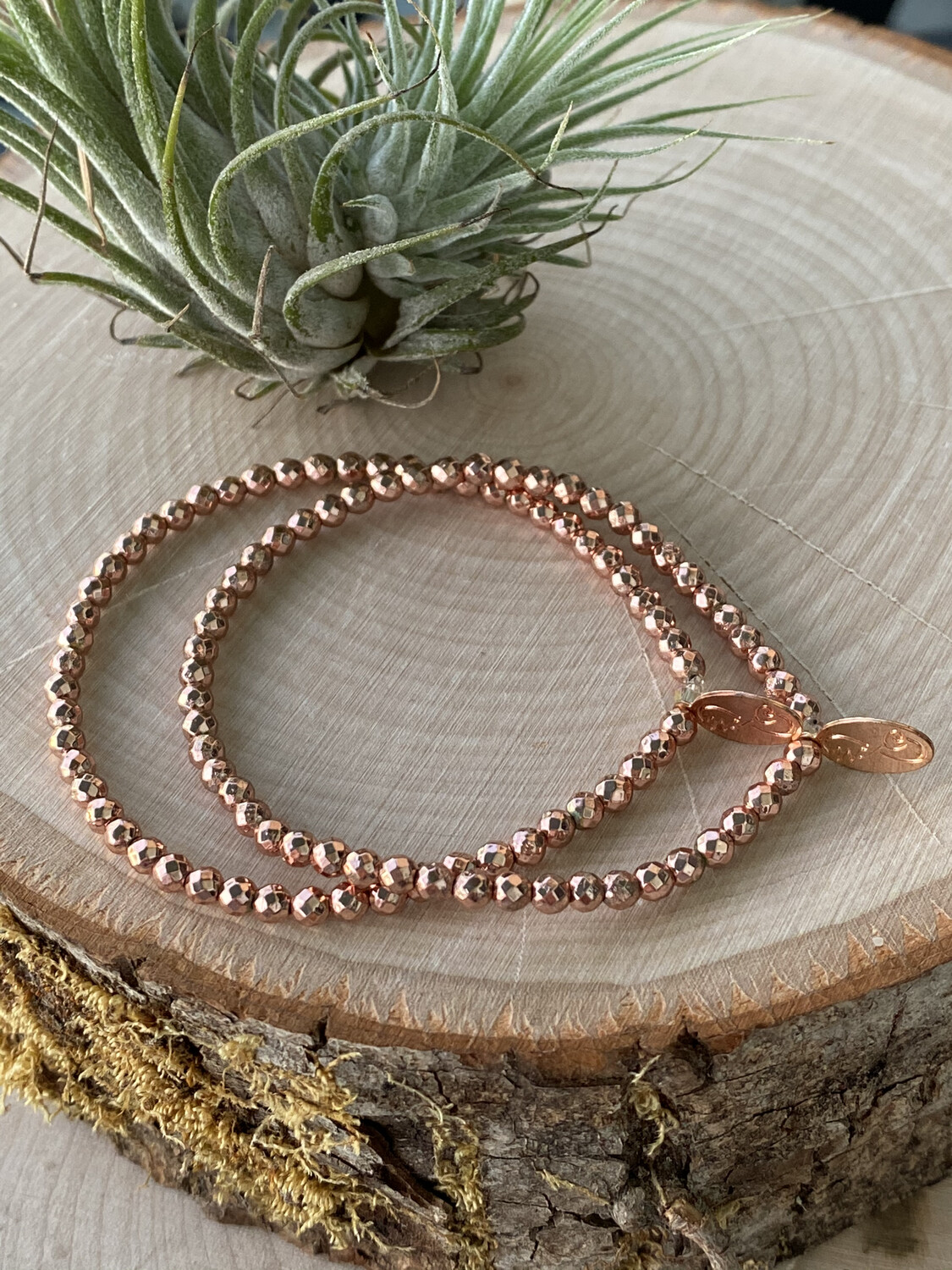 Rose Gold Faceted Hematite 2mm