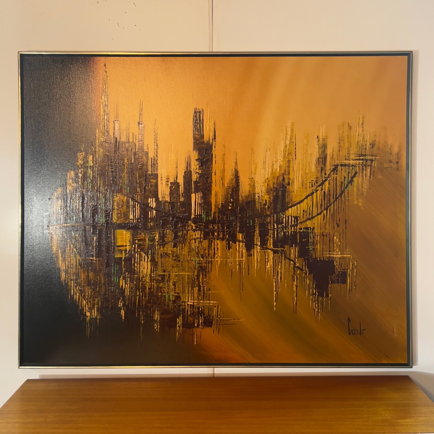 Vintage Abstract Cityscape Painting
