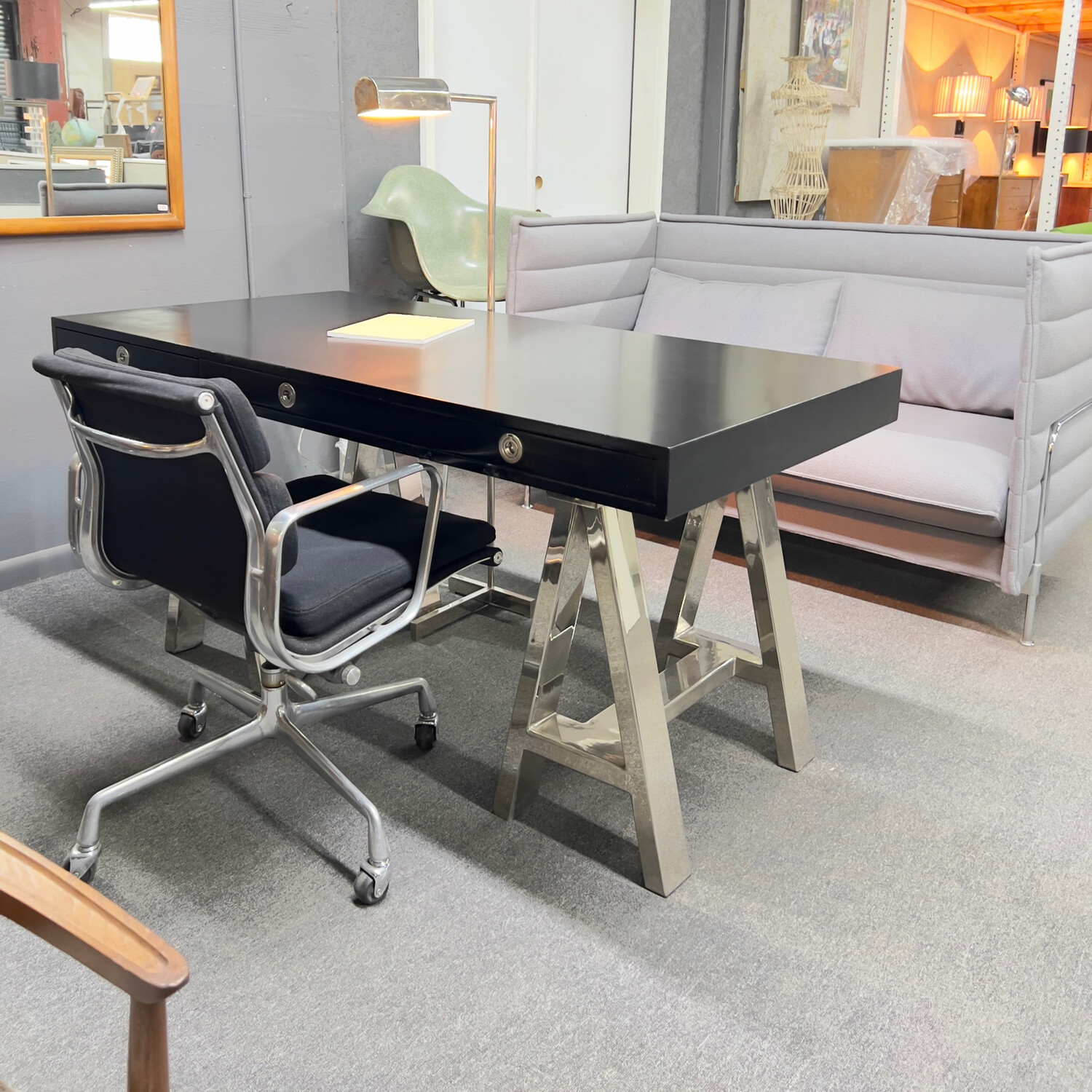 Black Lacquered Campaign Desk