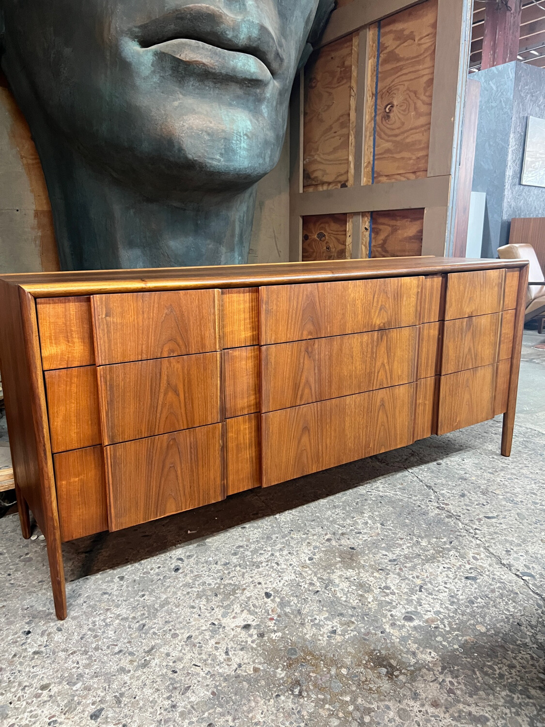 Vintage Walnut Triple Dresser