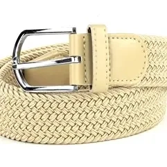 LEATHER IMPRESSIONS STRETCH BELT BEIGE