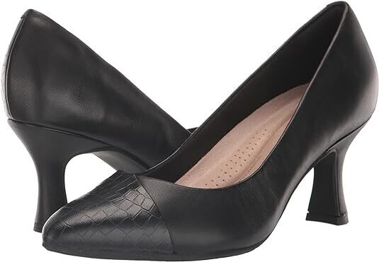 CLARKS KATALEYNA HEEL BLACK/ CROCO WIDE