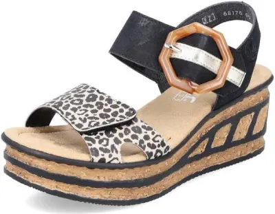 RIEKER ROSE WEDGE SANDAL BLK 68176