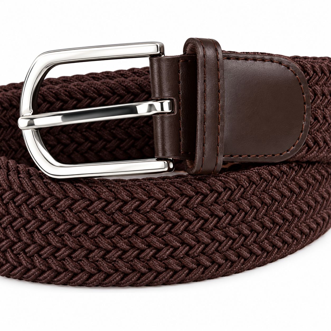 LEATHER IMPRESSIONS  STRETCH BELT BROWN