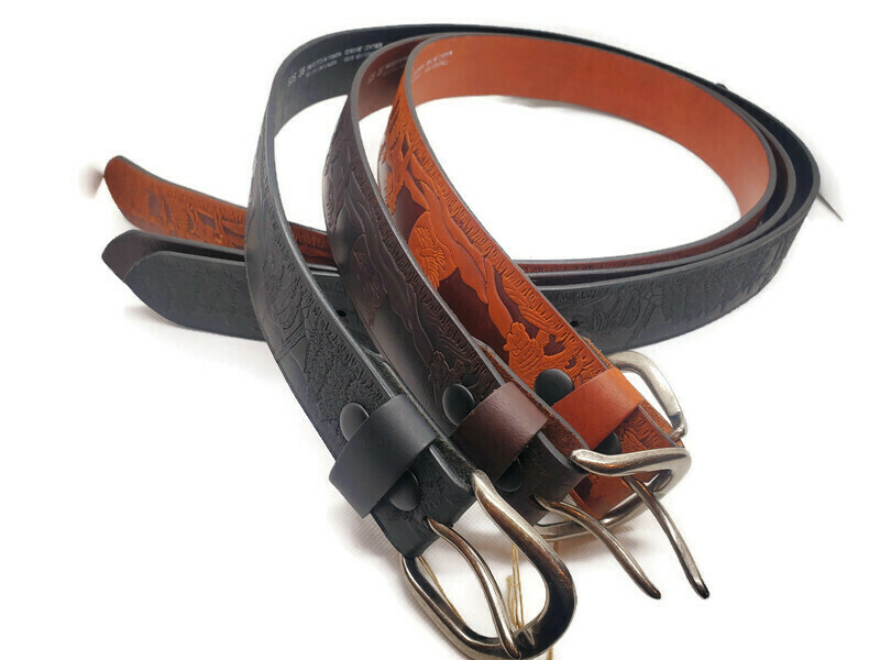 LABELLE EMBOSSED LEATHER BELT 535/TAN
