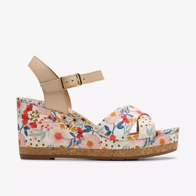 CLARKS CHICLY FLORAL WEDGE
