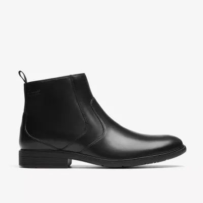 CLARKS MENS ZIP BOOT BLK