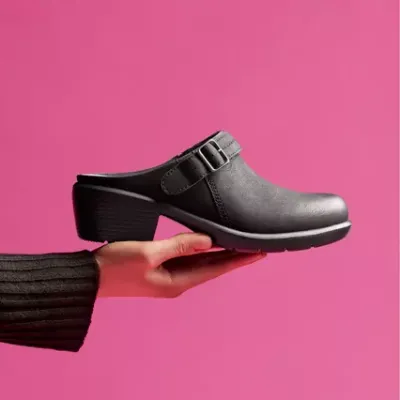 CLARKS LADIES MULE ZIP BLACK