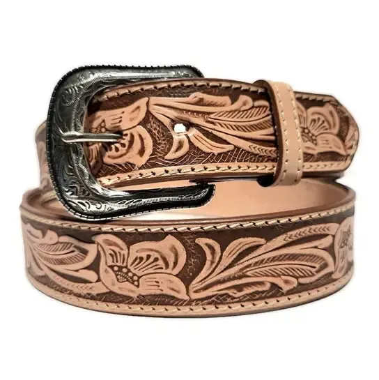 FYI  FLORAL EMBOSSED LETH. BELT