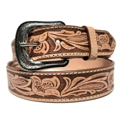 FYI  FLORAL EMBOSSED LETH. BELT