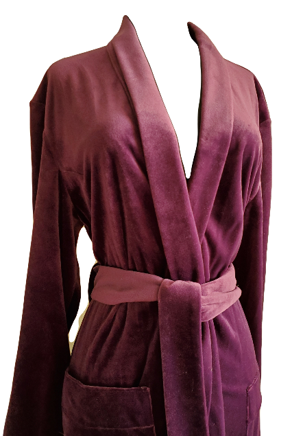 Purple velour robe.