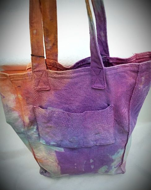 Tie dyed canvas tote bag.