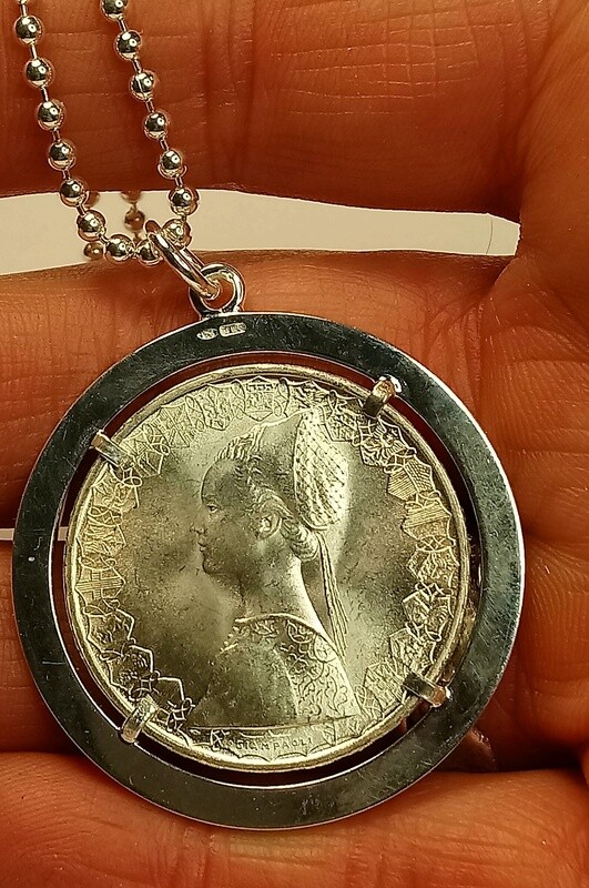 &quot;Caravelle&quot; moneta e catena, porta moneta in argento
