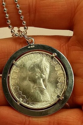 "Caravelle" moneta e catena, porta moneta in argento