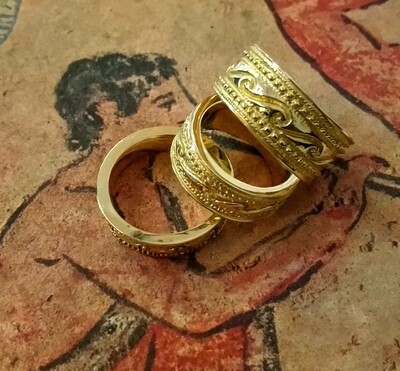 Anello onda marina antica etrusca romana greca in bronzo o argento 
