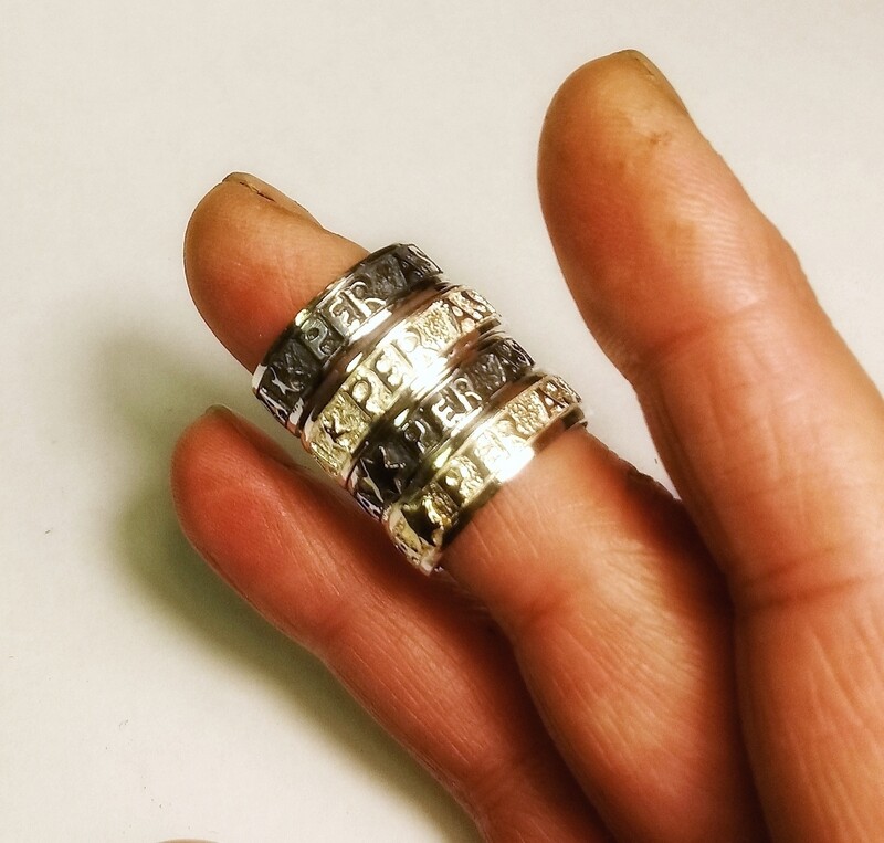 PER ASPERA AD ASTRA, anello in bronzo, scritta in rilievo