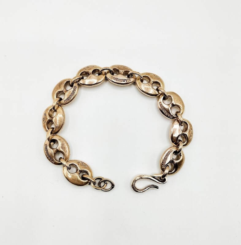 Bracciale catena marinara in bronzo, maglia grande e piena, fusione a cera persa.