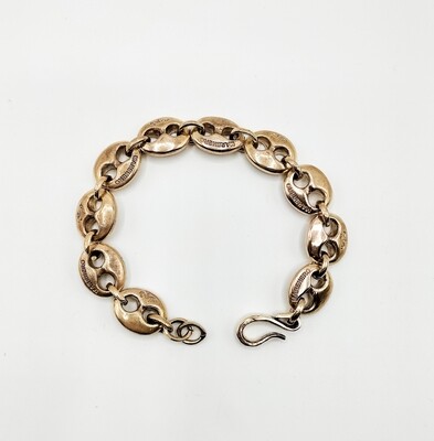 Bracciale catena marinara in bronzo, maglia grande e piena, fusione a cera persa.