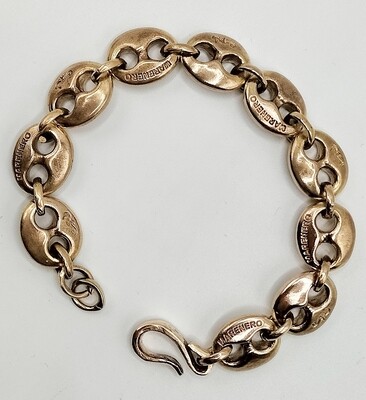 Bracciale catena marinara in bronzo, maglia grande e piena, fusione a cera persa.