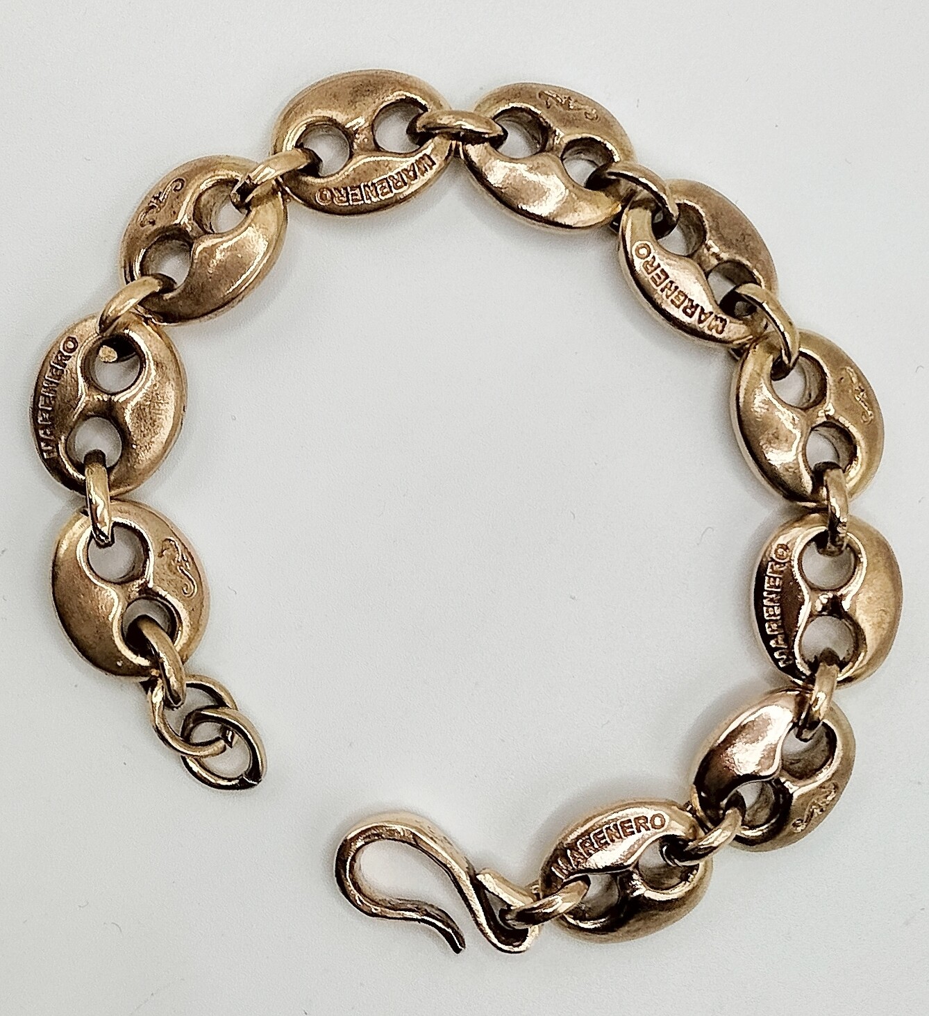 Bracciale catena marinara in bronzo, maglia grande e piena, fusione a cera persa.