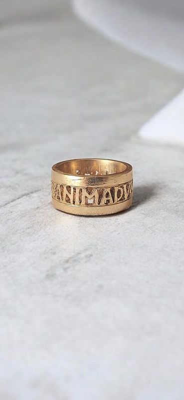 Anello epoca romana, replica, ANIMA DULCIS VIVAS MECUM in argento o bronzo 