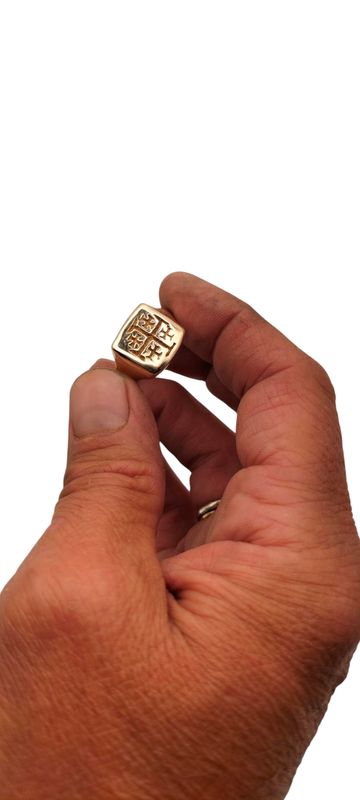 Anello sigillo, stemma del casato di Goffredo di Buglione, Prima Crociata, Regno di Gerusalemme.