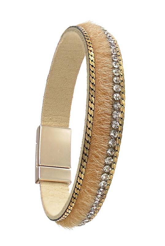 Cuff Bracelet Magnetic Lock - Tan