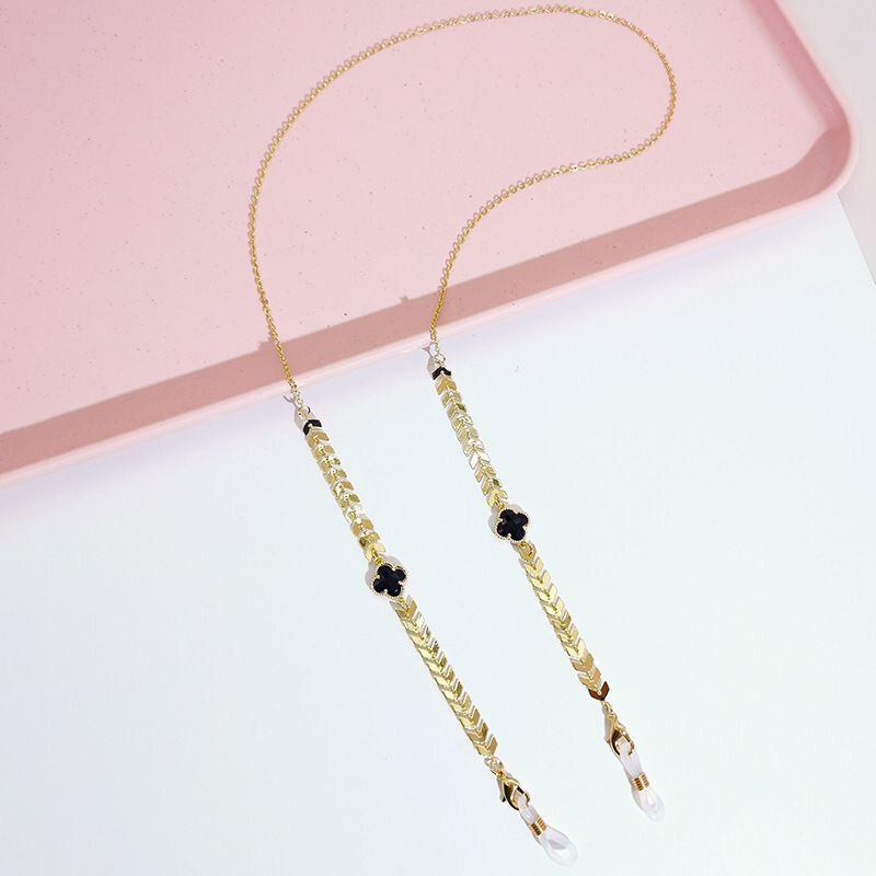 Clover Glasses Chain - Black / Gold