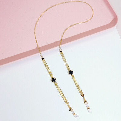 Clover Glasses Chain - Black / Gold