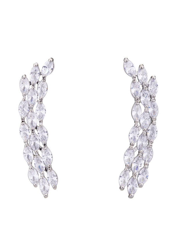 Climbing Post Or Drop Earring - Silver Crystal ( Non Returnable )