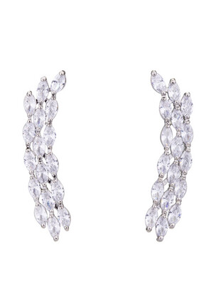 Climbing Post Or Drop Earring - Silver Crystal ( Non Returnable )