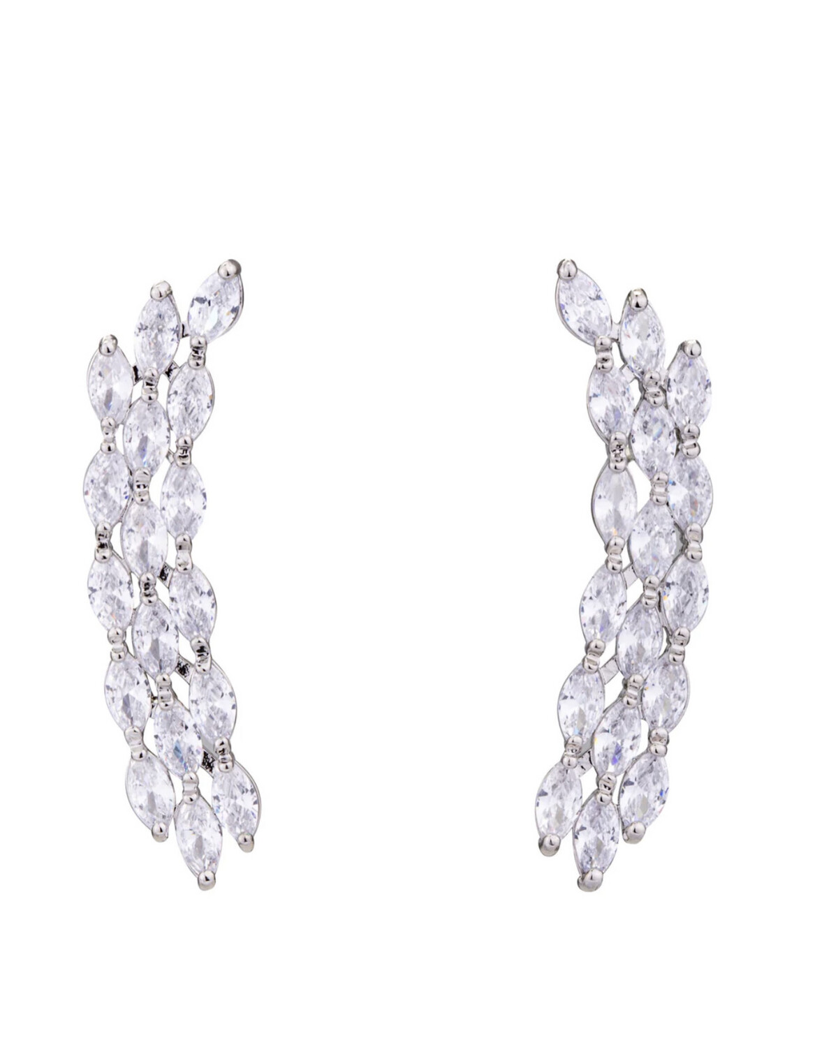 Climbing Post Or Drop Earring - Silver Crystal ( Non Returnable )