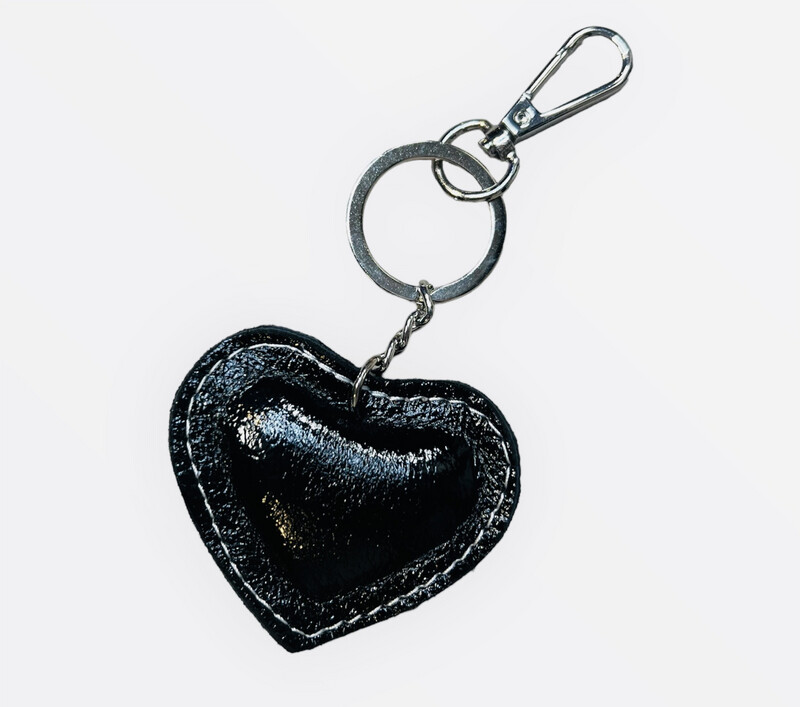 Leather Heart Key ring - Black