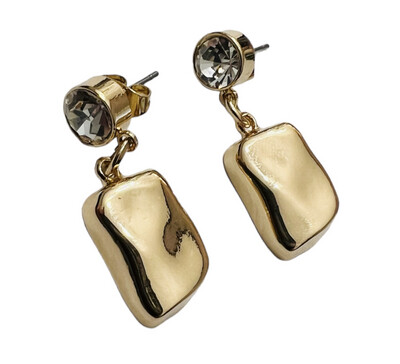 Nugget Drop With Crystal - Gold None Returnable