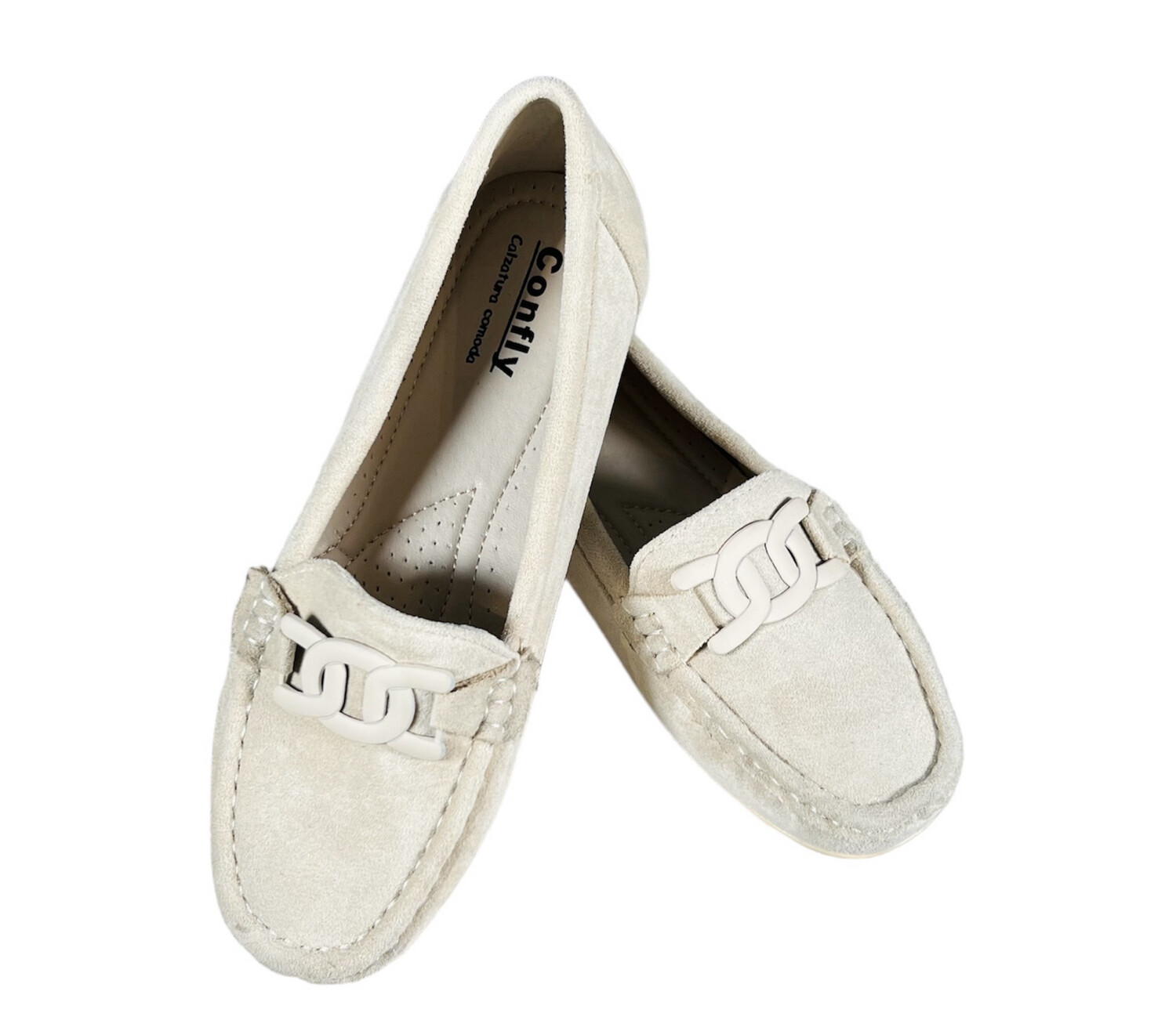 Moccasin Shoes Suedette - Stone ( SALE NON RETURNABLE )