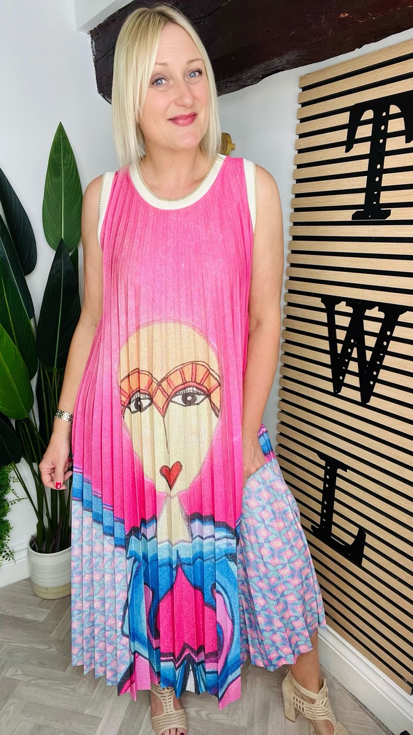 Picasso Style Pleat Dress SALE NON RETURNABLE
