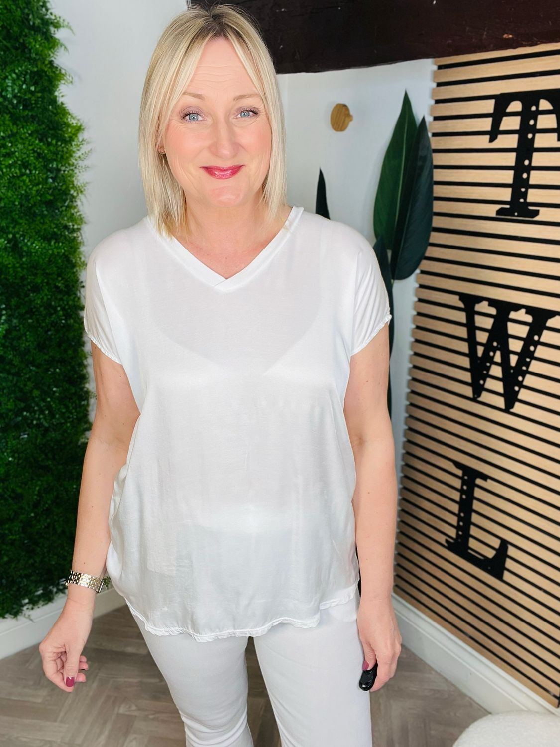 Satin Feel Tee - White ( SALE NONE RETURNABLE )
